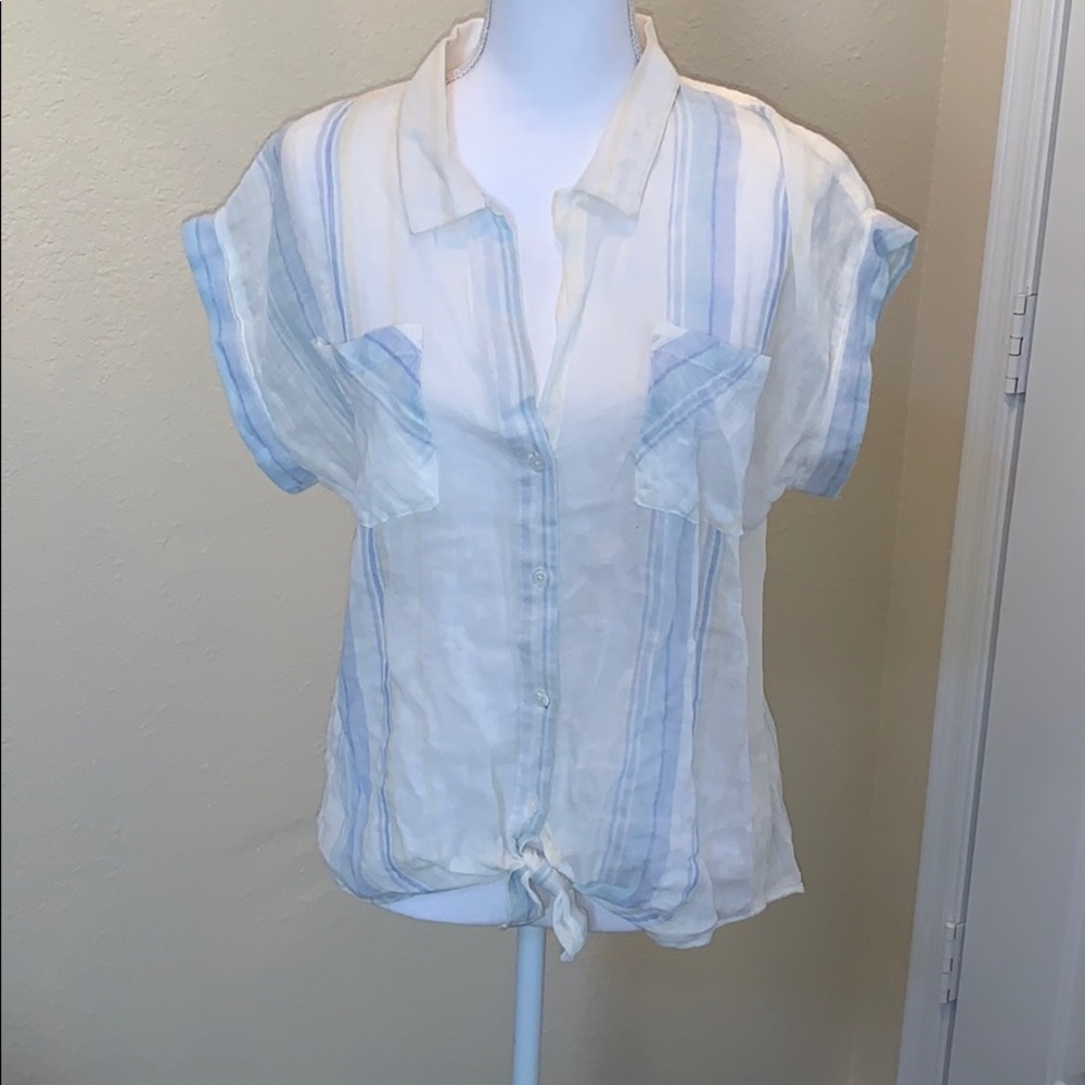 Thread  & Supply striped button up knot front
